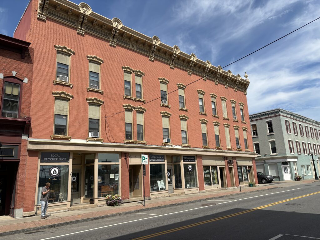 Photo of historic city buildings.